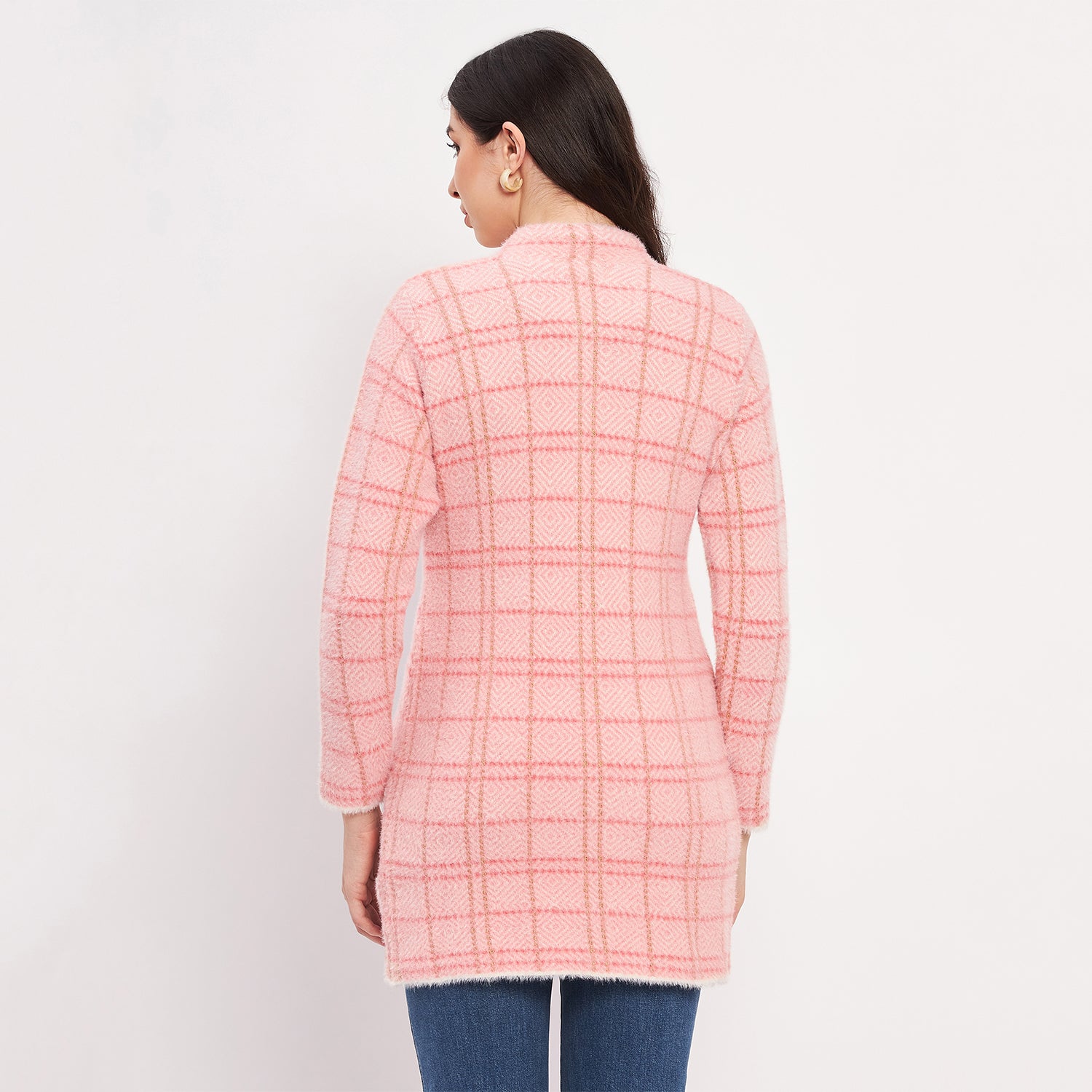 Duke Urban Women Full Sleeve Checkered Cardigan (LQS9769)