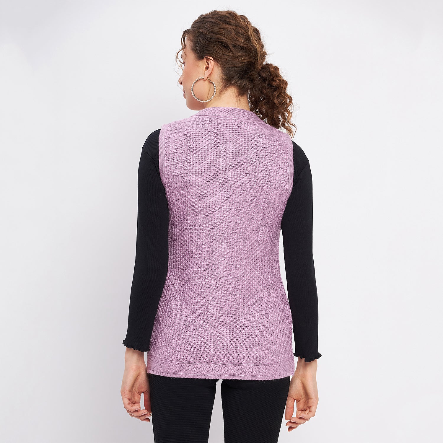 Duke Urban Women Sleeveless Self Design Cardigan (LQS9789)