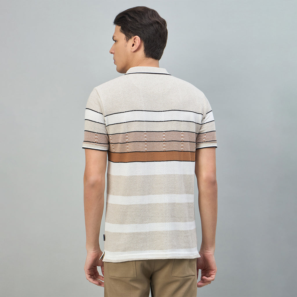 Duke Urban Men Striped Half Sleeve Regular Polo Tshirt (LF7619)
