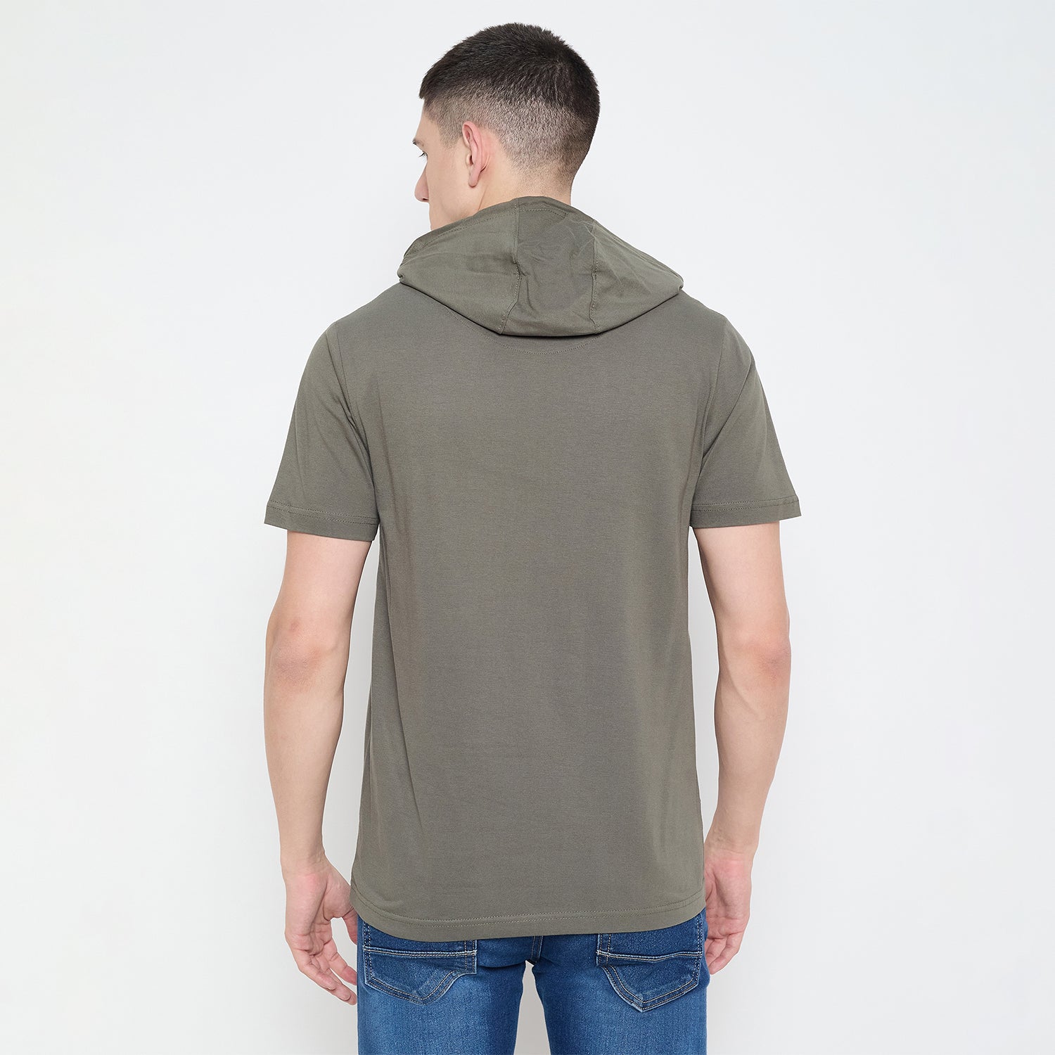 Duke Urban Men Half Sleeve Cotton Hooded Smart Fit T-Shirt (LF7227)