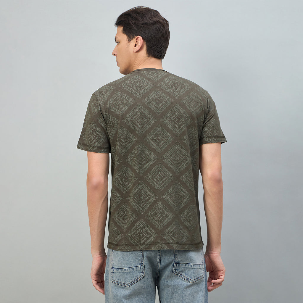 Duke Urban Men Geometric Print Half Sleeve Round Neck Casual Tshirt (LF7578)