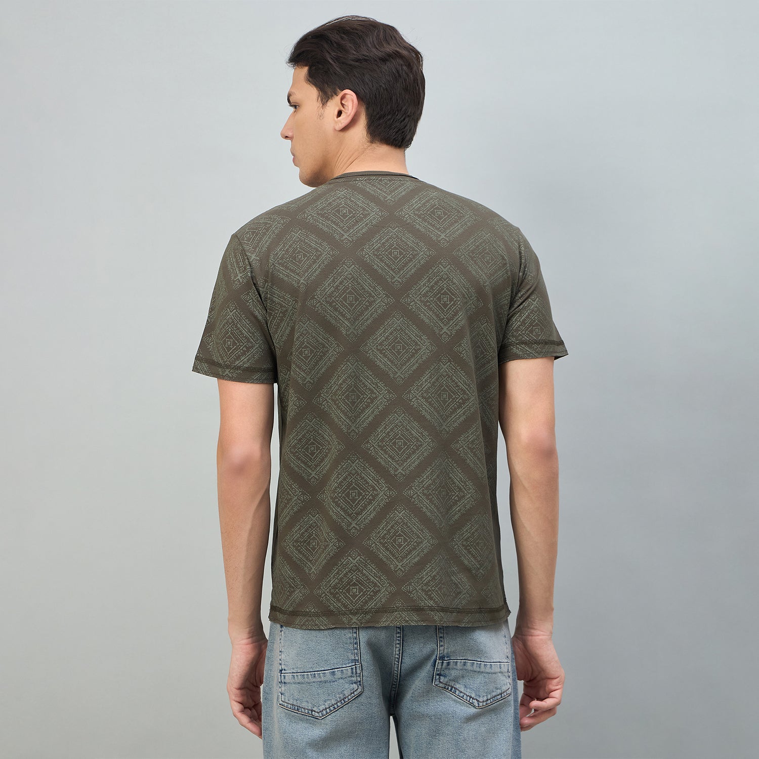 Duke Urban Men Geometric Print Half Sleeve Round Neck Casual Tshirt (LF7578)