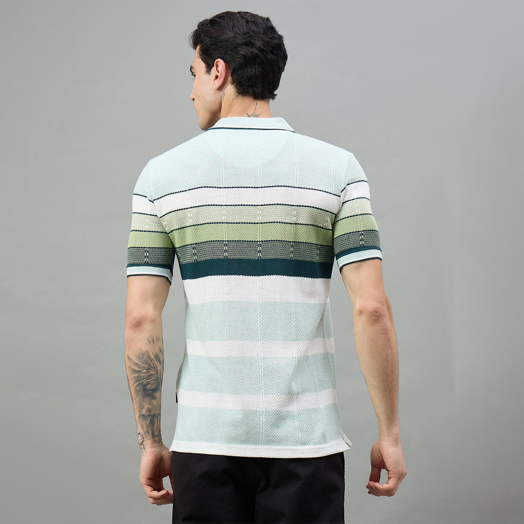 Duke Urban Men Striped Half Sleeve Regular Polo Tshirt (LF7619)