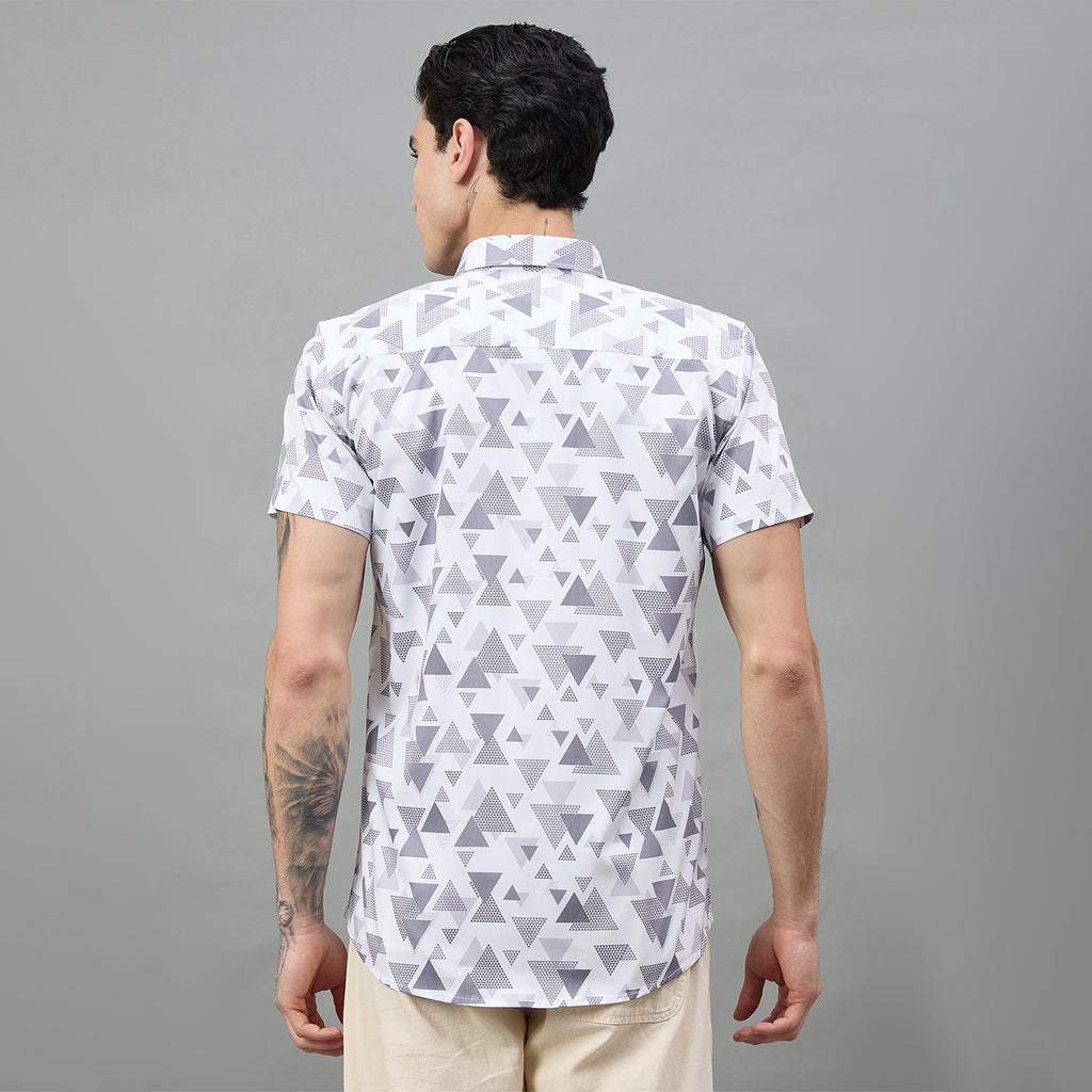 Duke Urban Men Geometric Print Half Sleeve Slim Shirt (SDO6PRIM)
