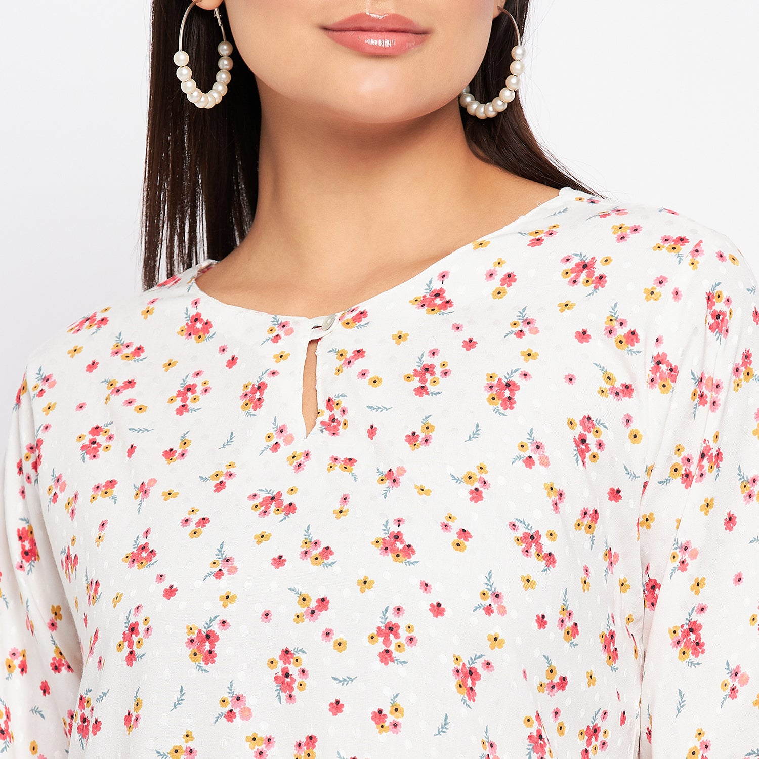 Duke Stardust Women Keyhole Neck 3/4th Sleeve Printed Top (SDX3279)