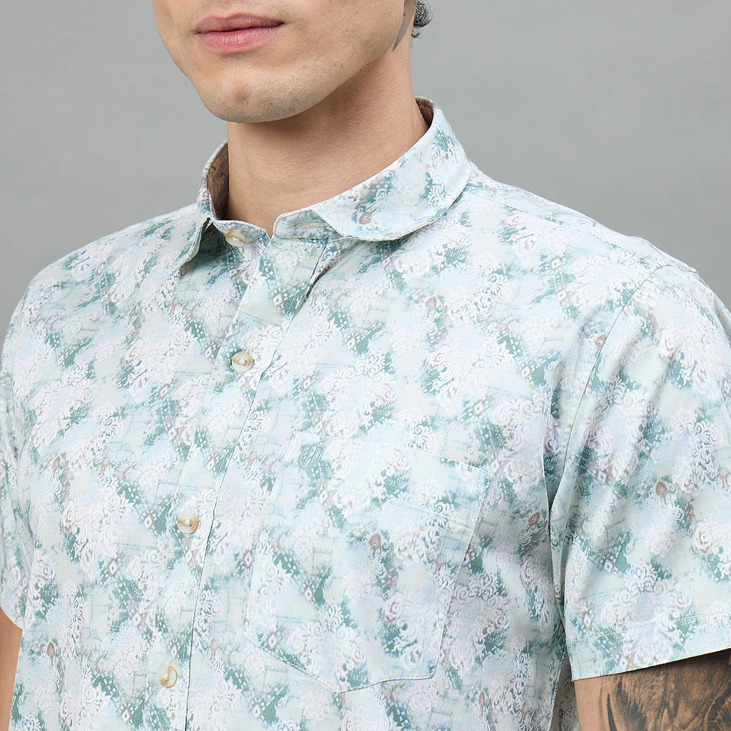 Duke Urban Men Printed Half Sleeve Spread Collar Slim Shirt (SDO4PRAD)