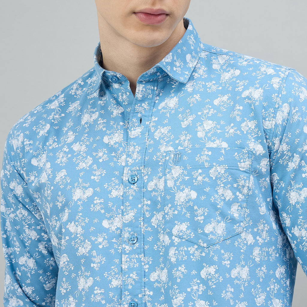 Duke Urban Men Floral Print Pure Cotton Slim Fit Casual Full Sleeve Shirt (SDO8PRBH)