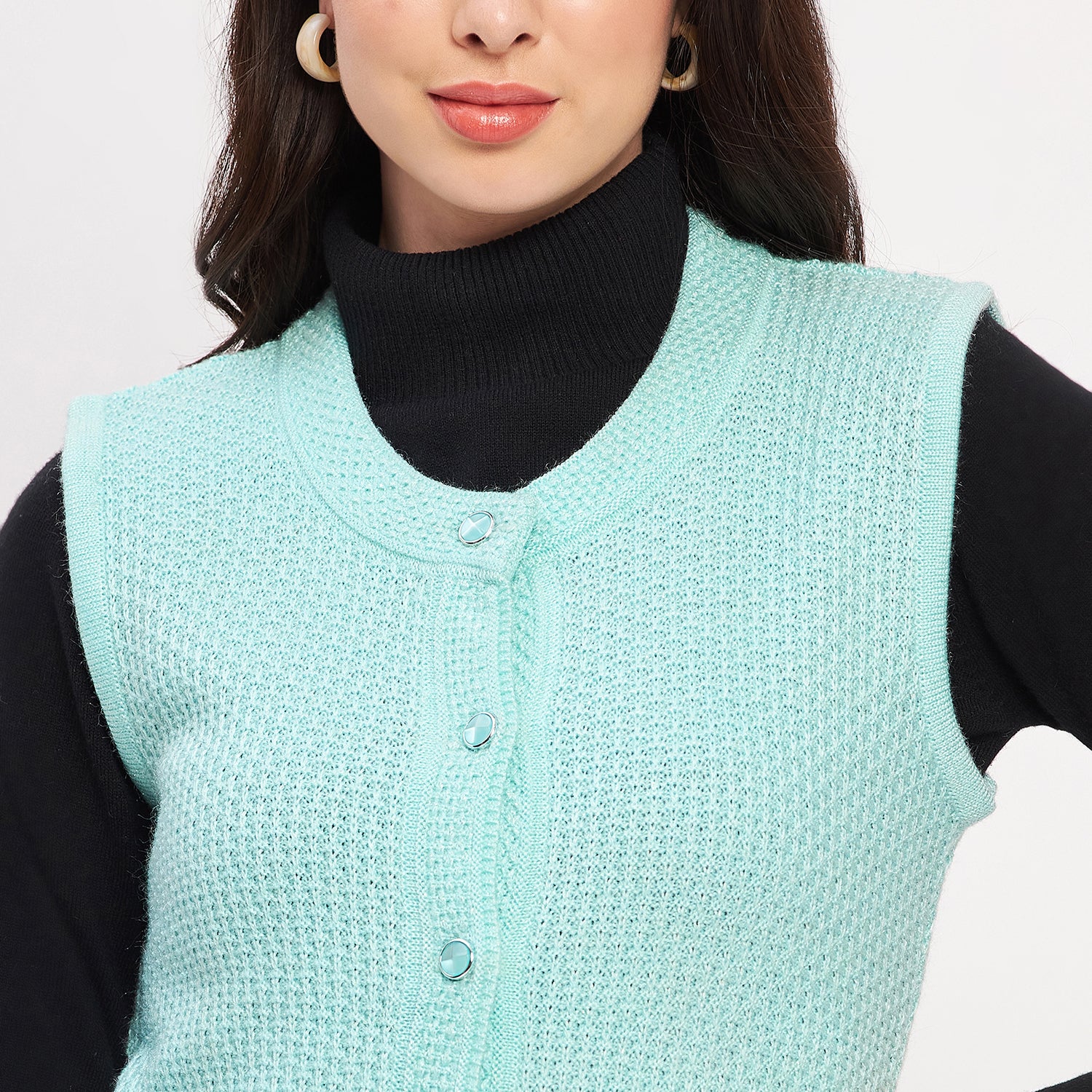 Duke Urban Women Sleeveless Self Design Cardigan (LQS9789)