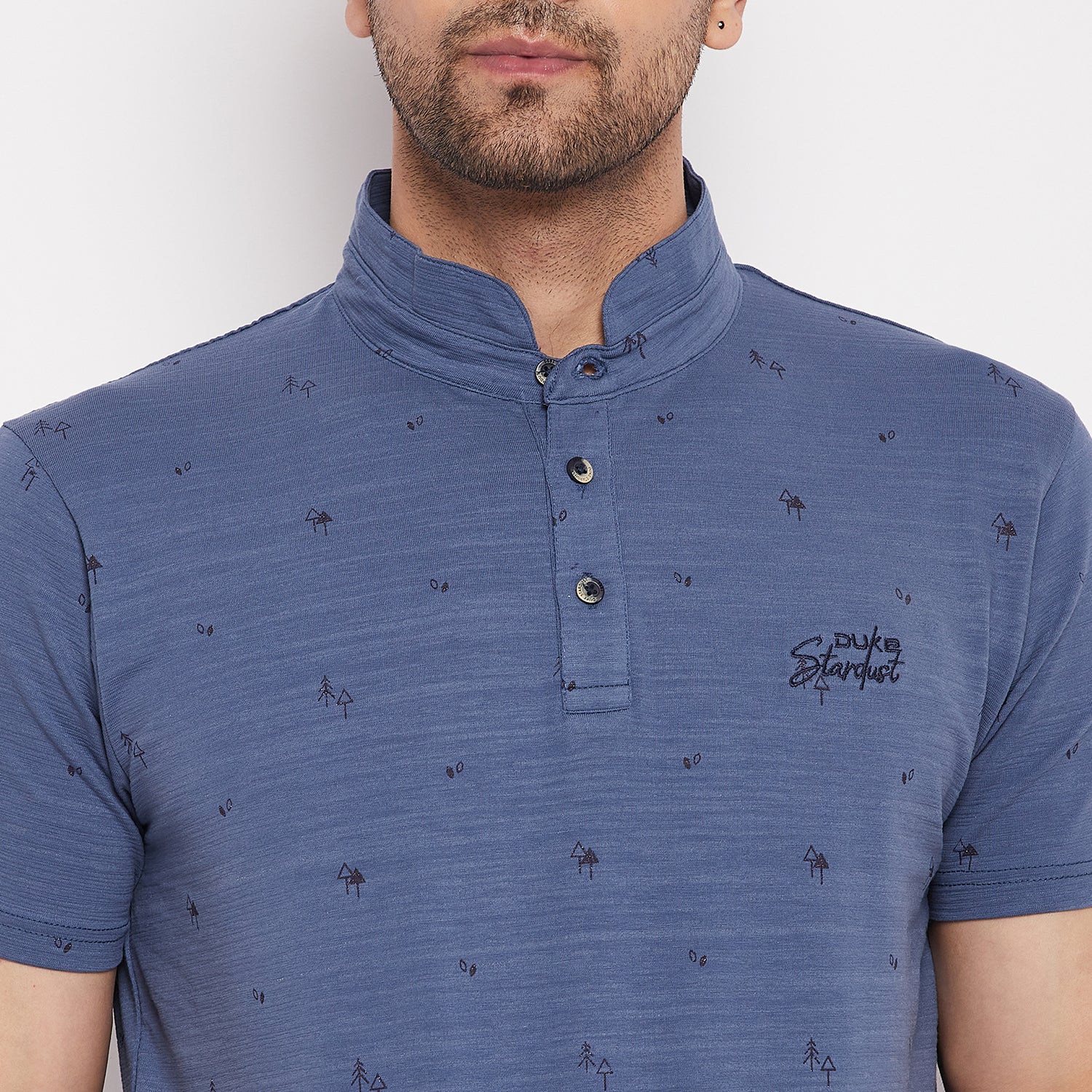 Duke Urban Men Mandarin Collar Half Sleeve Cotton T-shirt (LF5483)