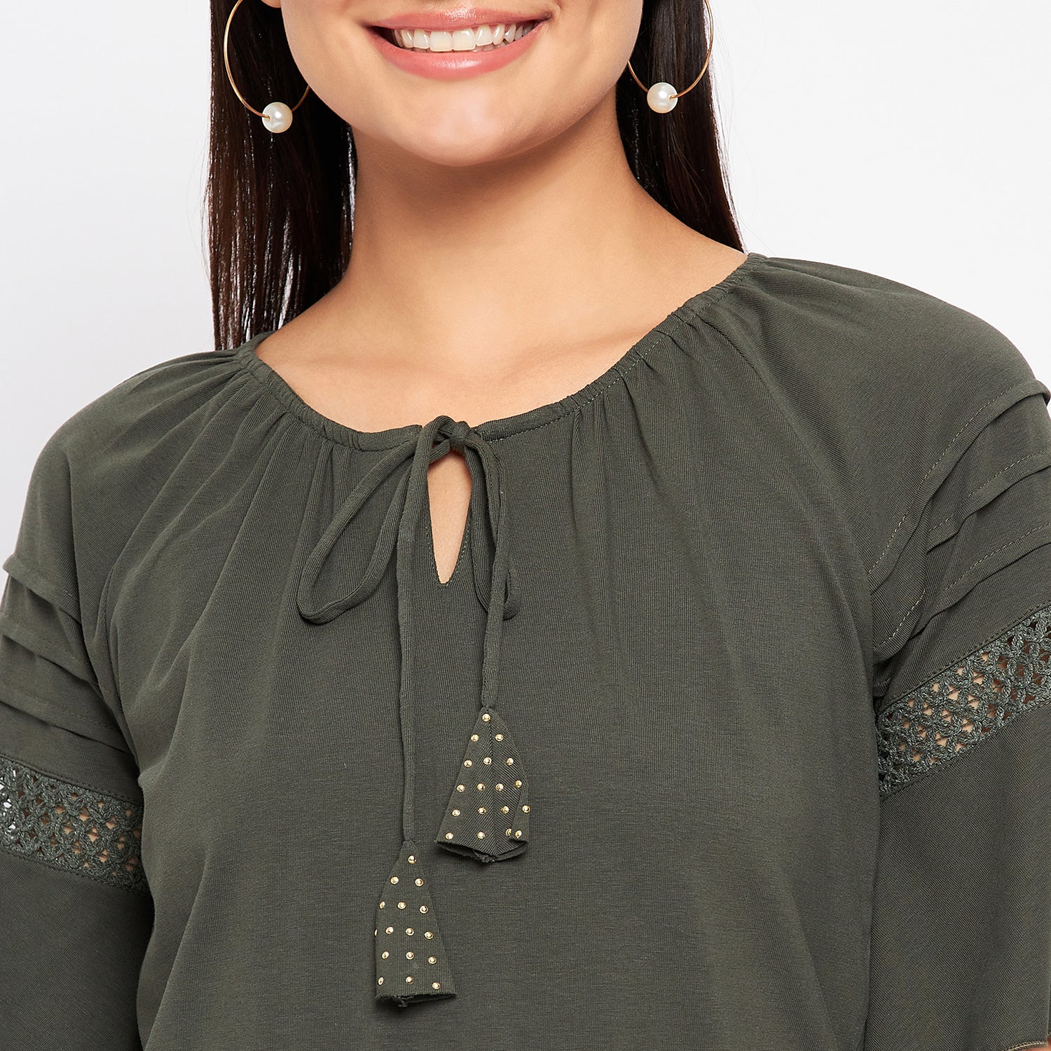 Duke Urban Women Keyhole Neck Half Sleeve Solid Top (LFX899)