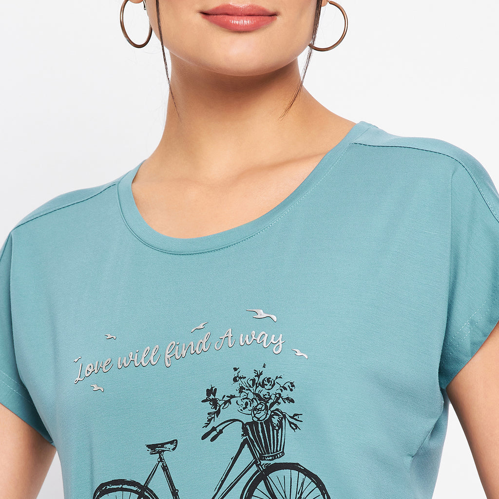 Duke Stardust Women Round Neck Short Sleeve Printed Crop Top (LFX902)