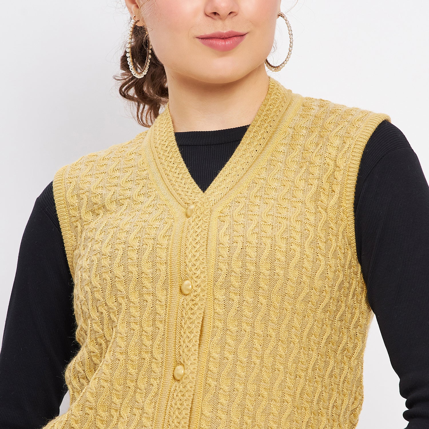 Duke Urban Women Sleeveless Self Design Cardigan (LQS9785)