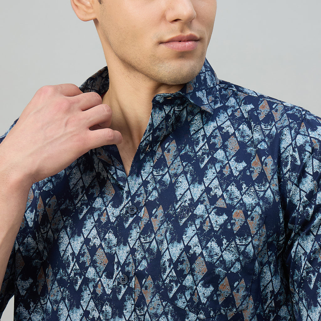 Duke Men Slim Fit Full Sleeve Short Style Cotton Shirt (SDO8PRBK)