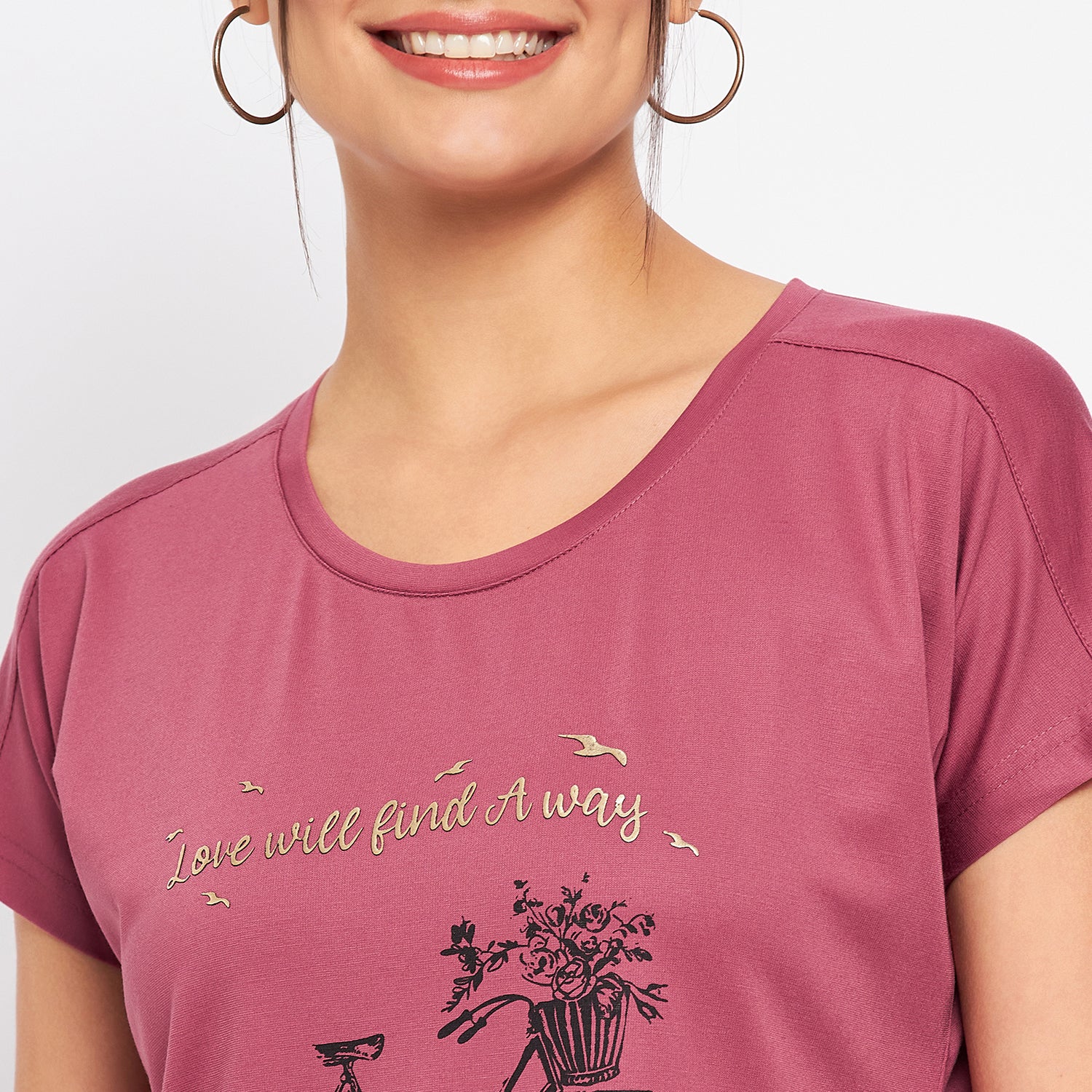 Duke Stardust Women Round Neck Short Sleeve Printed Crop Top (LFX902)
