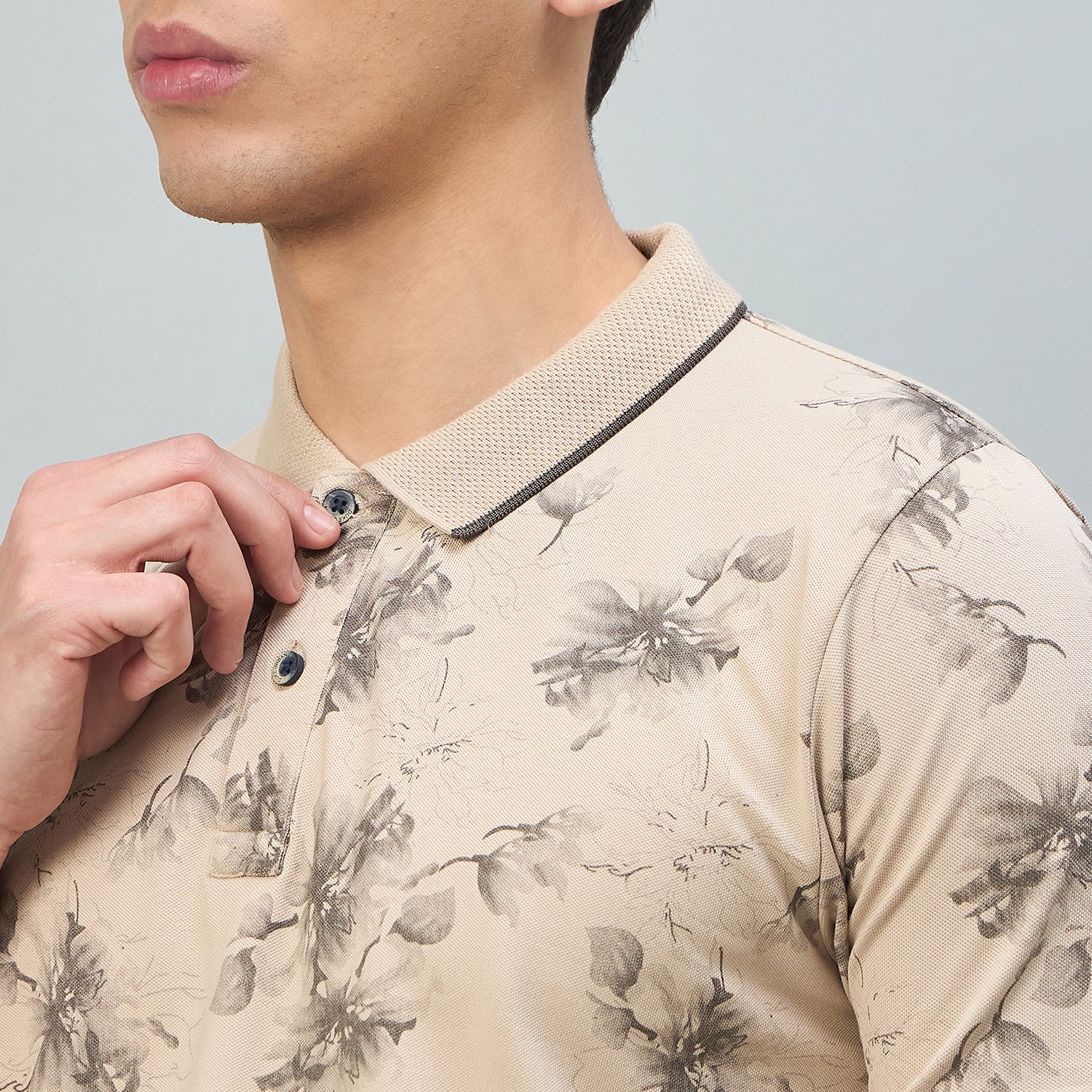 Duke Urban Men Floral Print Half Sleeve Slim Fit Polo Tshirt (LF7513)
