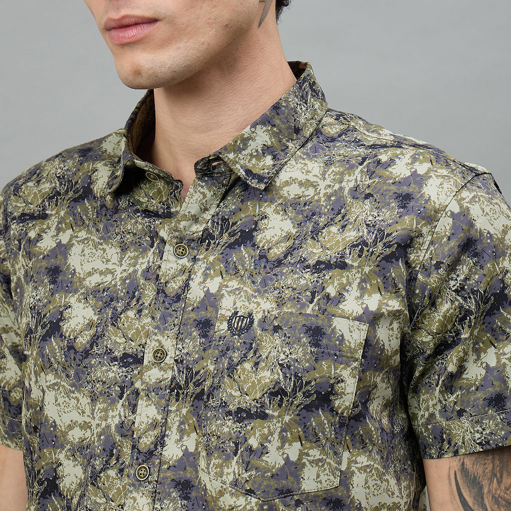 Duke Urban Men Military Camouflage Half Sleeve Slim Shirt (SDO6PRIF)