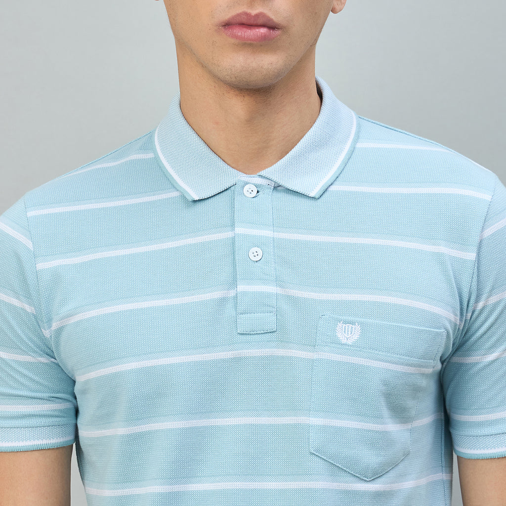 Duke Urban Men Striped Half Sleeve Regular Polo Tshirt (LF7573)