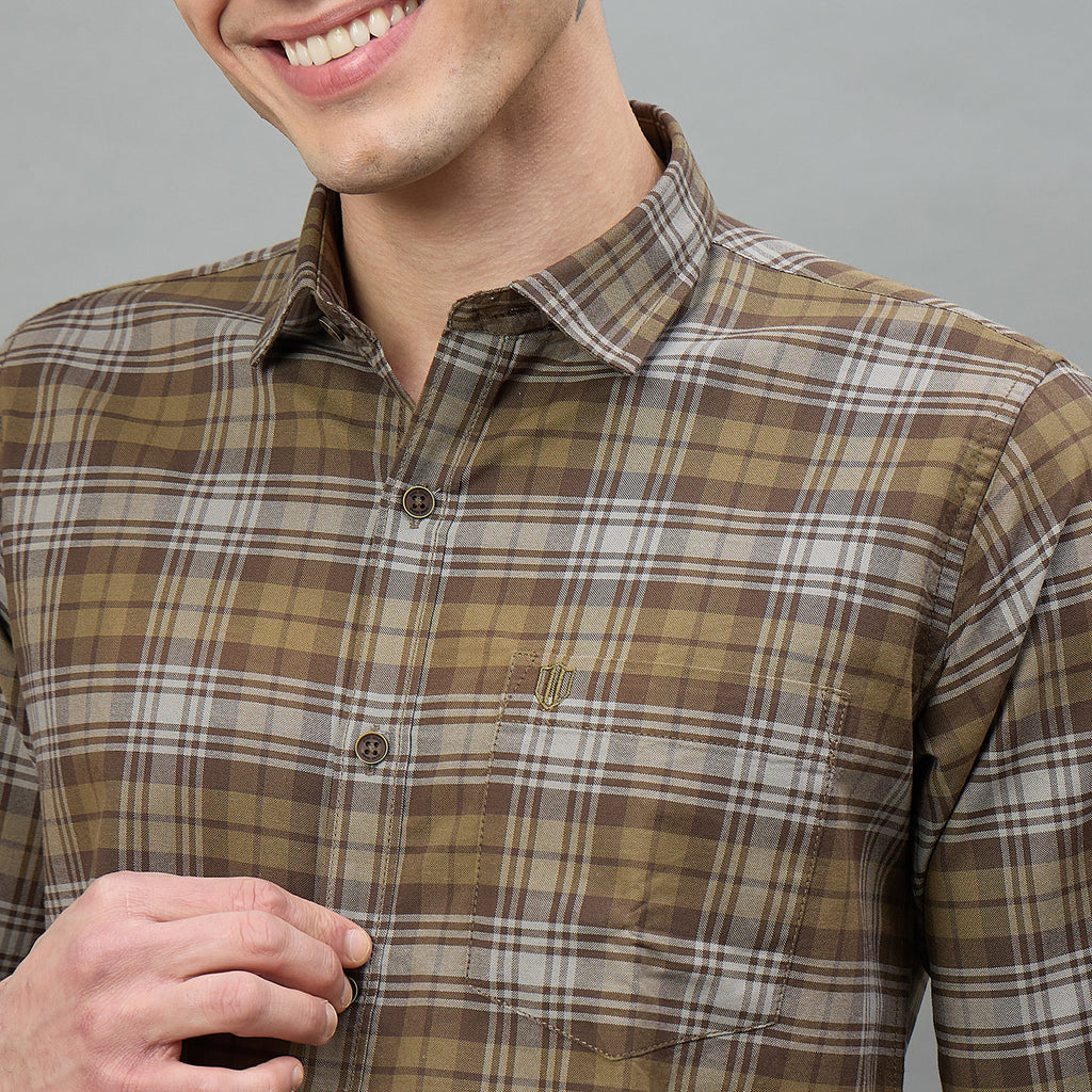Duke Urban Men Checkered Full Sleeve Spread Collar Slim Shirt (SDO9CKR)