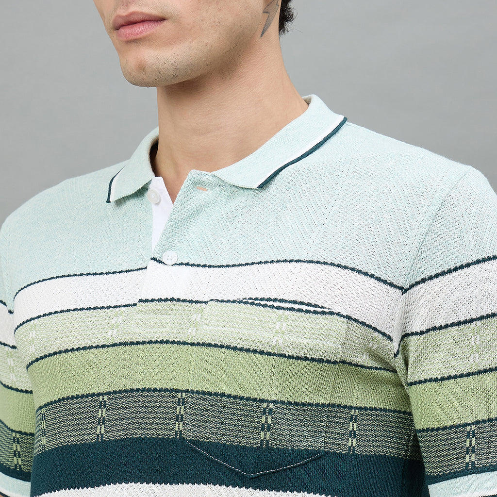 Duke Urban Men Striped Half Sleeve Regular Polo Tshirt (LF7619)