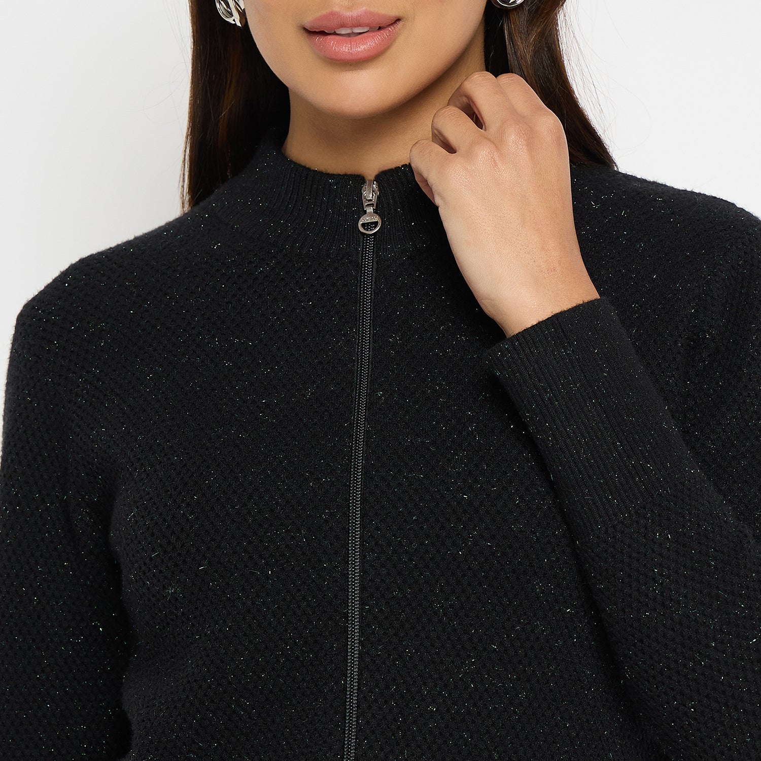 Duke Urban Women Full Sleeve Round Neck Zipper Cardigan (SDS1006R)