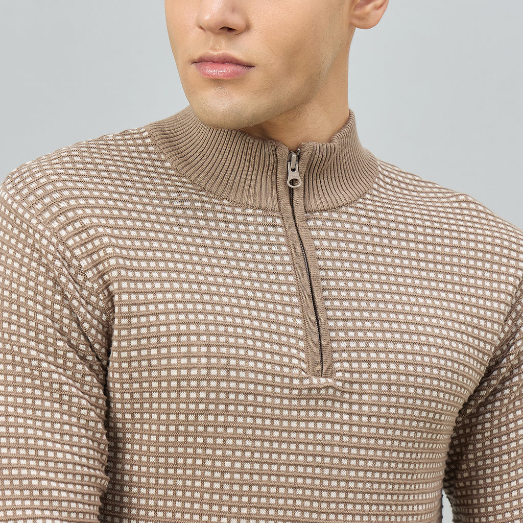 Duke Men Full Sleeve Half Zip Regular Sweater (SDS2328)