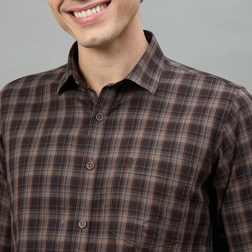 Duke Urban Men Checkered Full Sleeve Spread Collar Regular Shirt (SDO9CKAK)