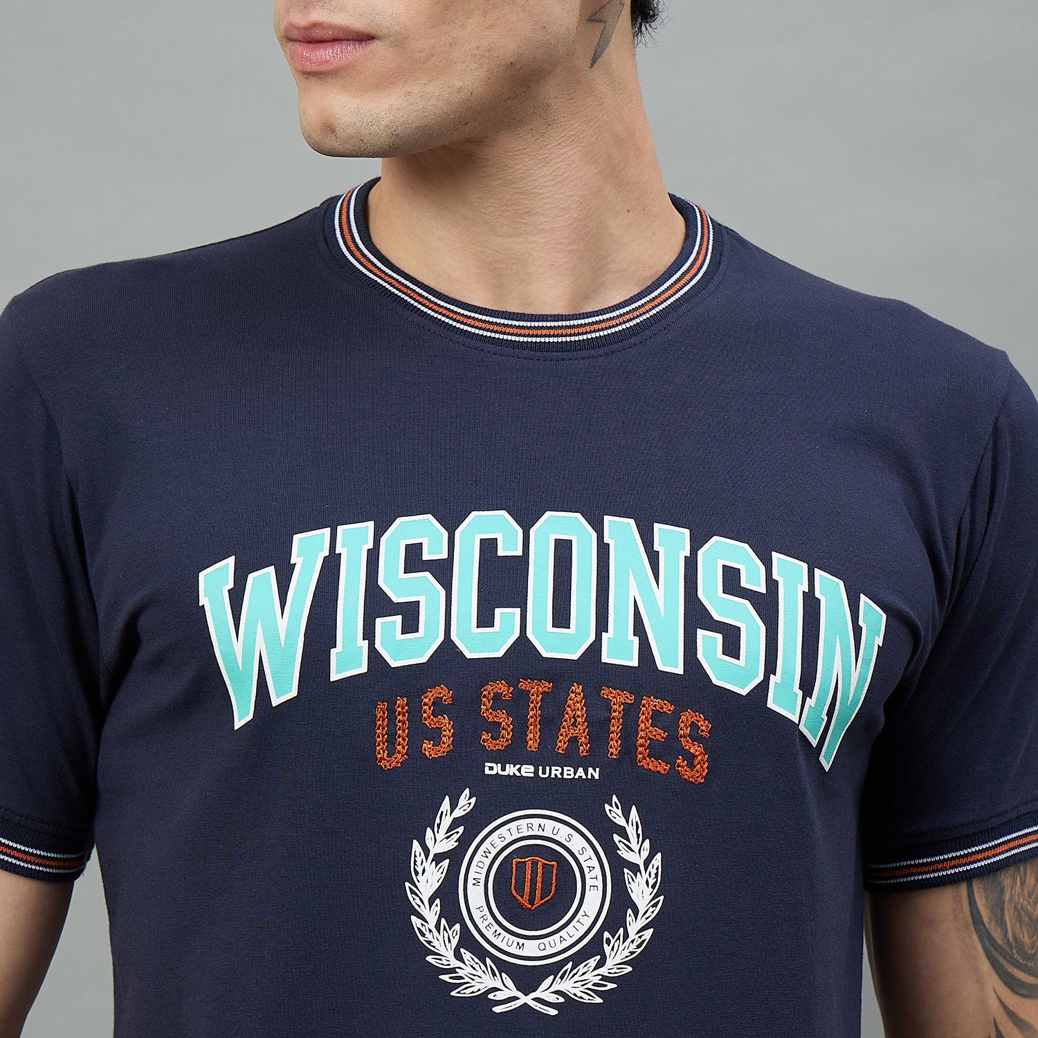 Duke Urban Men Round Neck Half Sleeve Slim T-Shirt (LF7505)