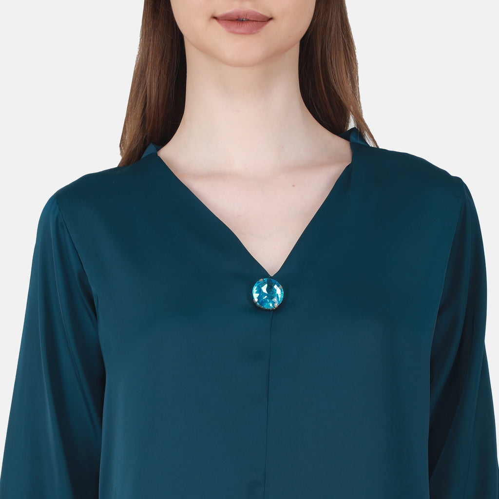 Duke Stardust Women V Neck Solid Top (SDX3280)