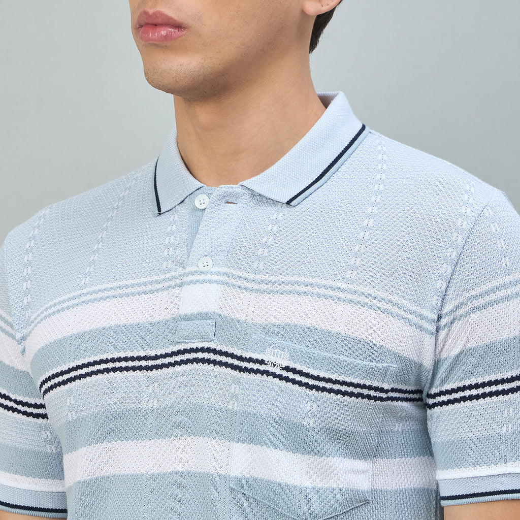 Duke Urban Men Striped Half Sleeve Regular Polo Tshirt (LF7570)