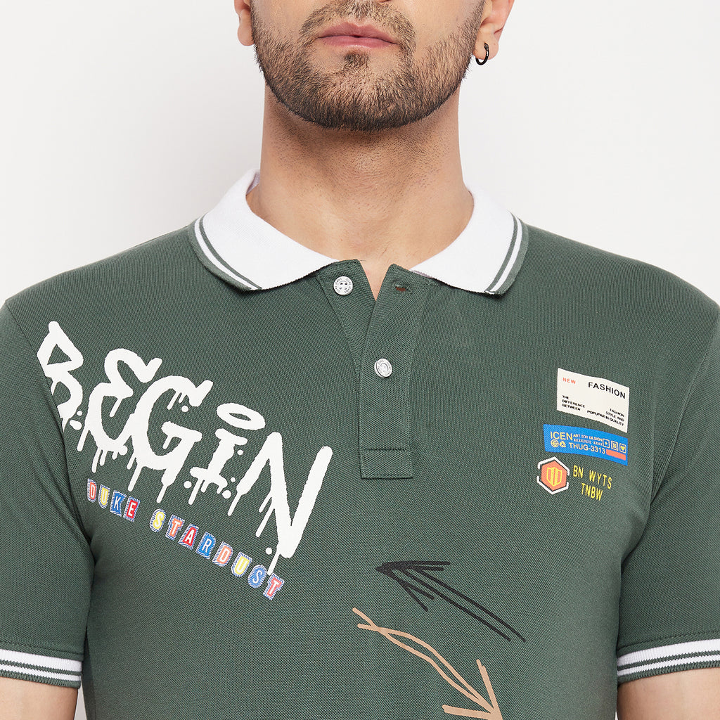 Duke Stardust Men Half Sleeve Polo Neck Cotton T-shirt (LF5793)