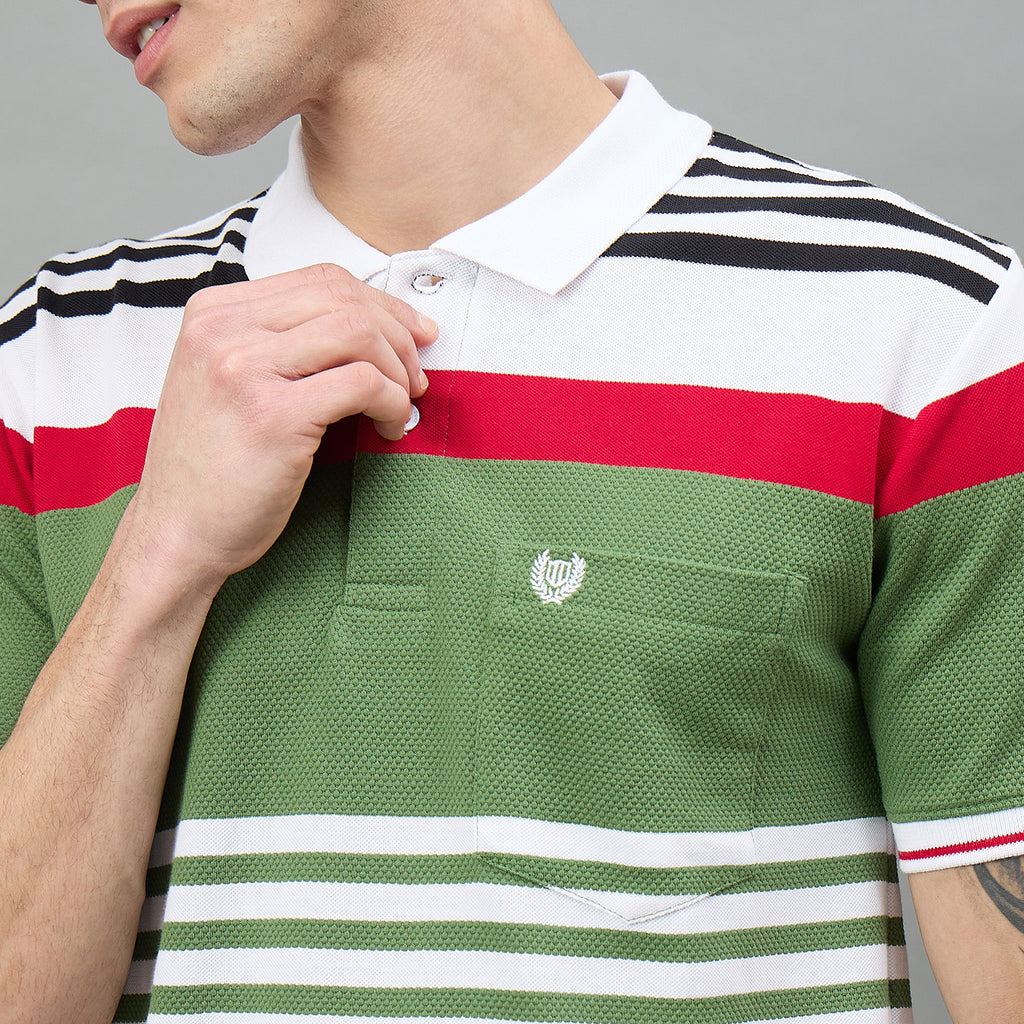 Duke Urban Men Striped Polo Neck Half Sleeve T-Shirt (LF7594)