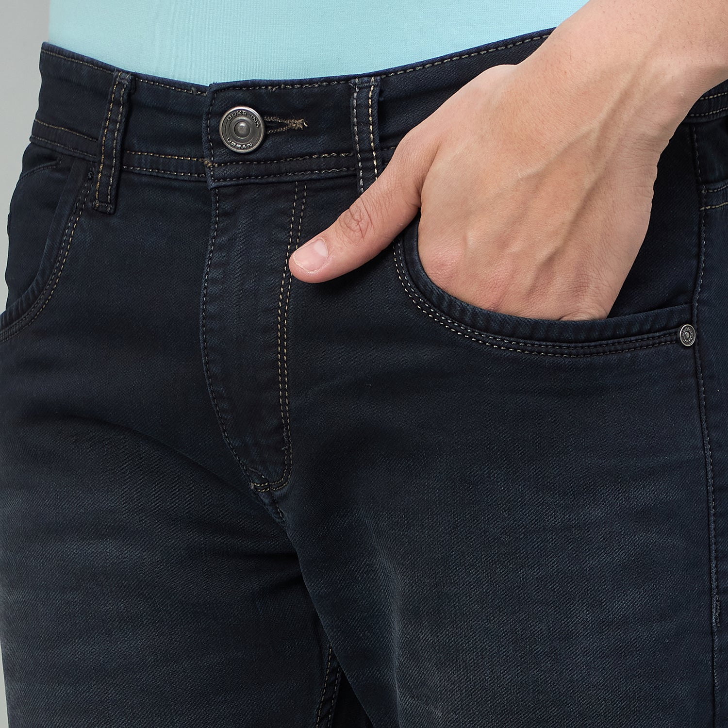 Duke Urban Men Slim Fit Mid-Rise Light Fade Stretchable Jeans (SDD9123S)