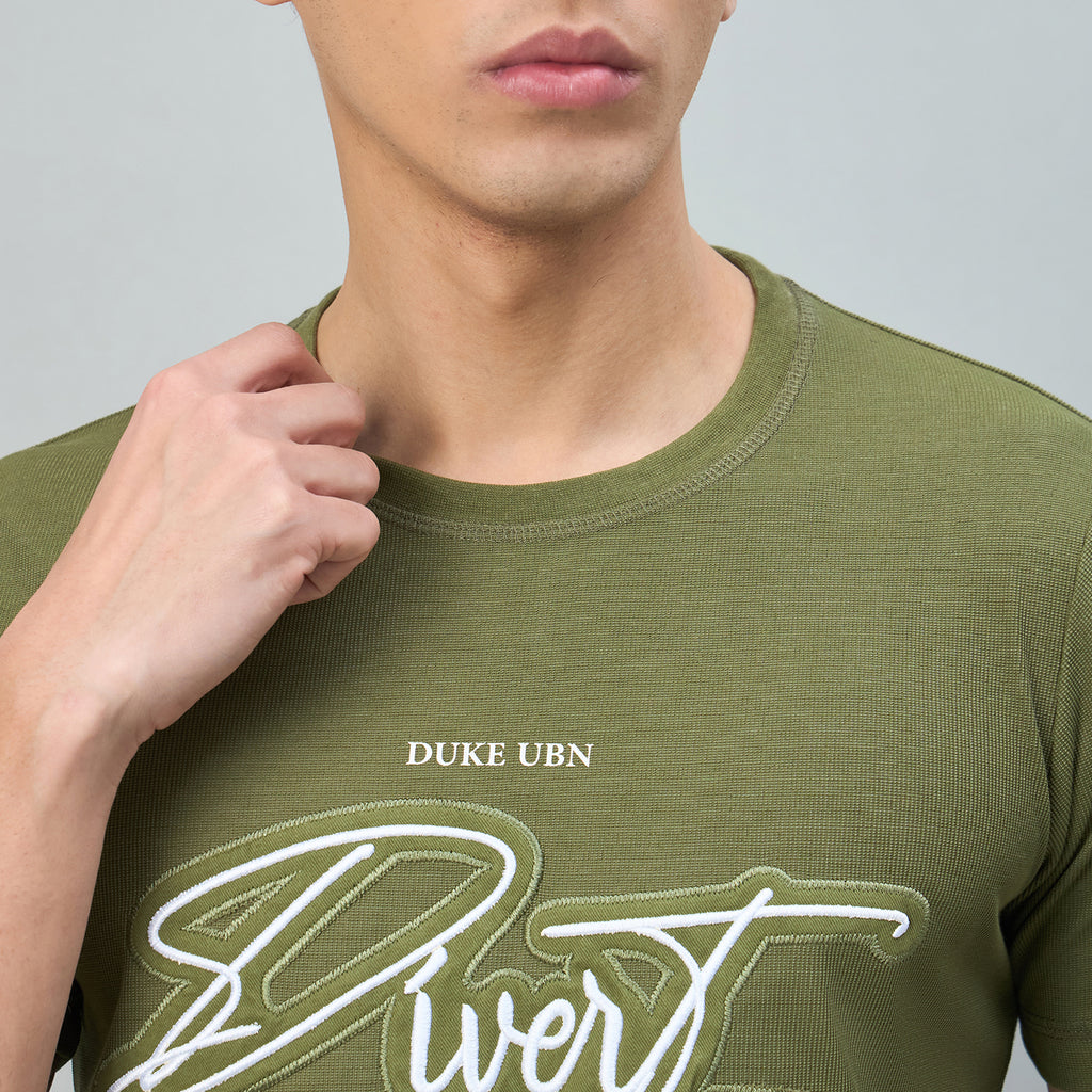 Duke Urban Men Embroidered Half Sleeve Rount Neck Tshirt (LF7522)