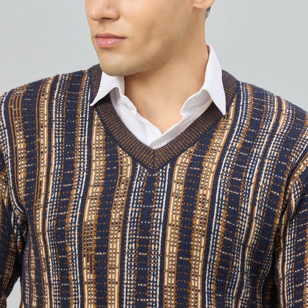 Duke Men Full Sleeve V Neck Regular Sweater (SDS2394)