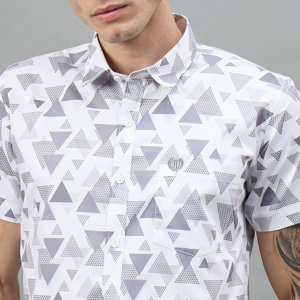 Duke Urban Men Geometric Print Half Sleeve Slim Shirt (SDO6PRIM)