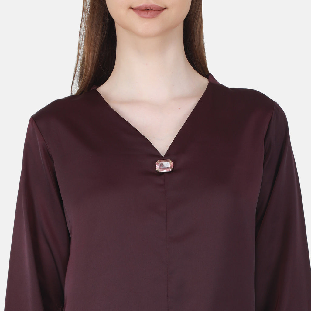 Duke Stardust Women V Neck Solid Top (SDX3280)