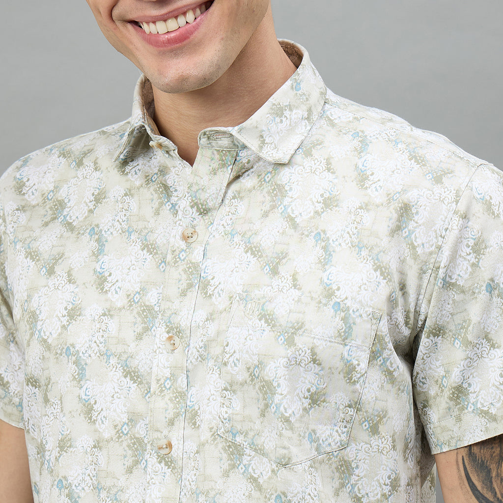 Duke Urban Men Printed Half Sleeve Spread Collar Slim Shirt (SDO4PRAD)