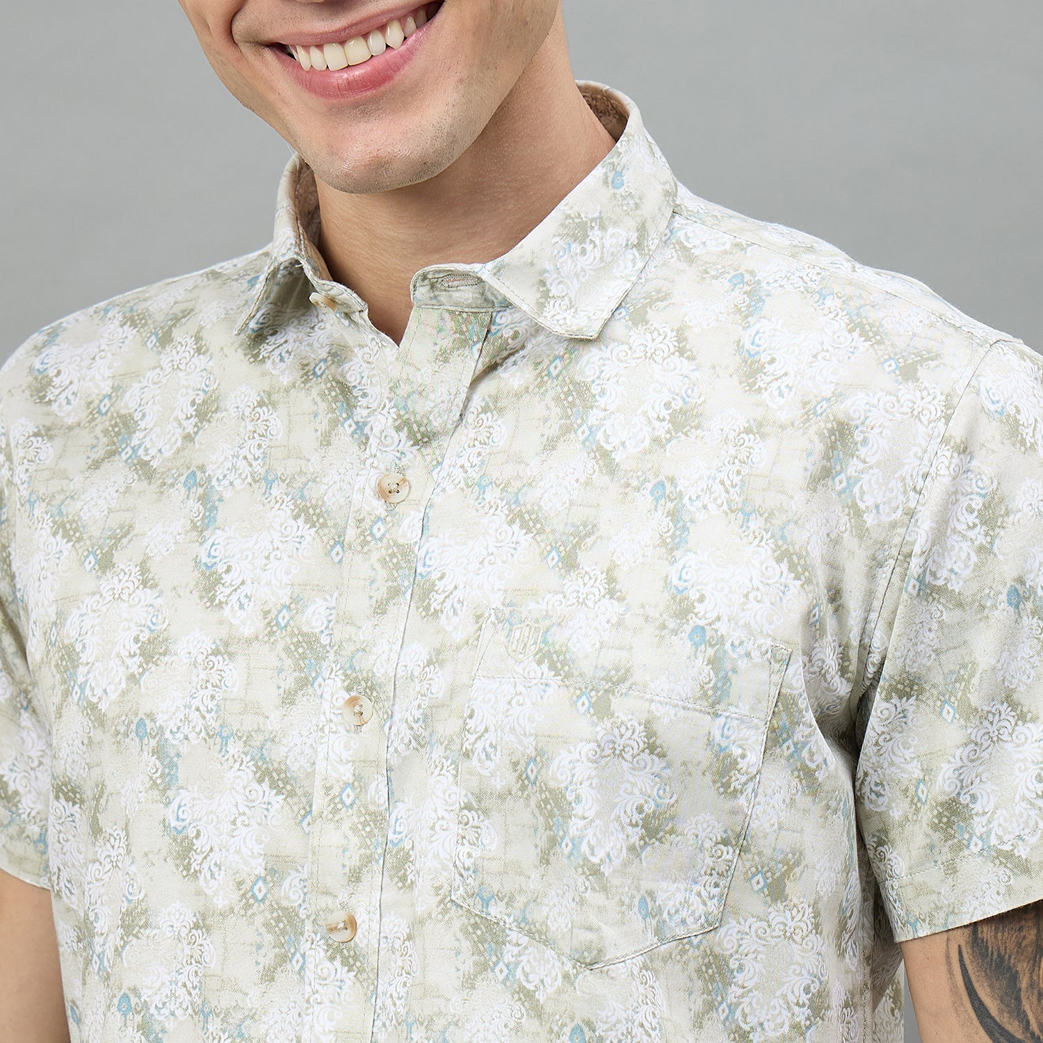 Duke Urban Men Printed Half Sleeve Spread Collar Slim Shirt (SDO4PRAD)