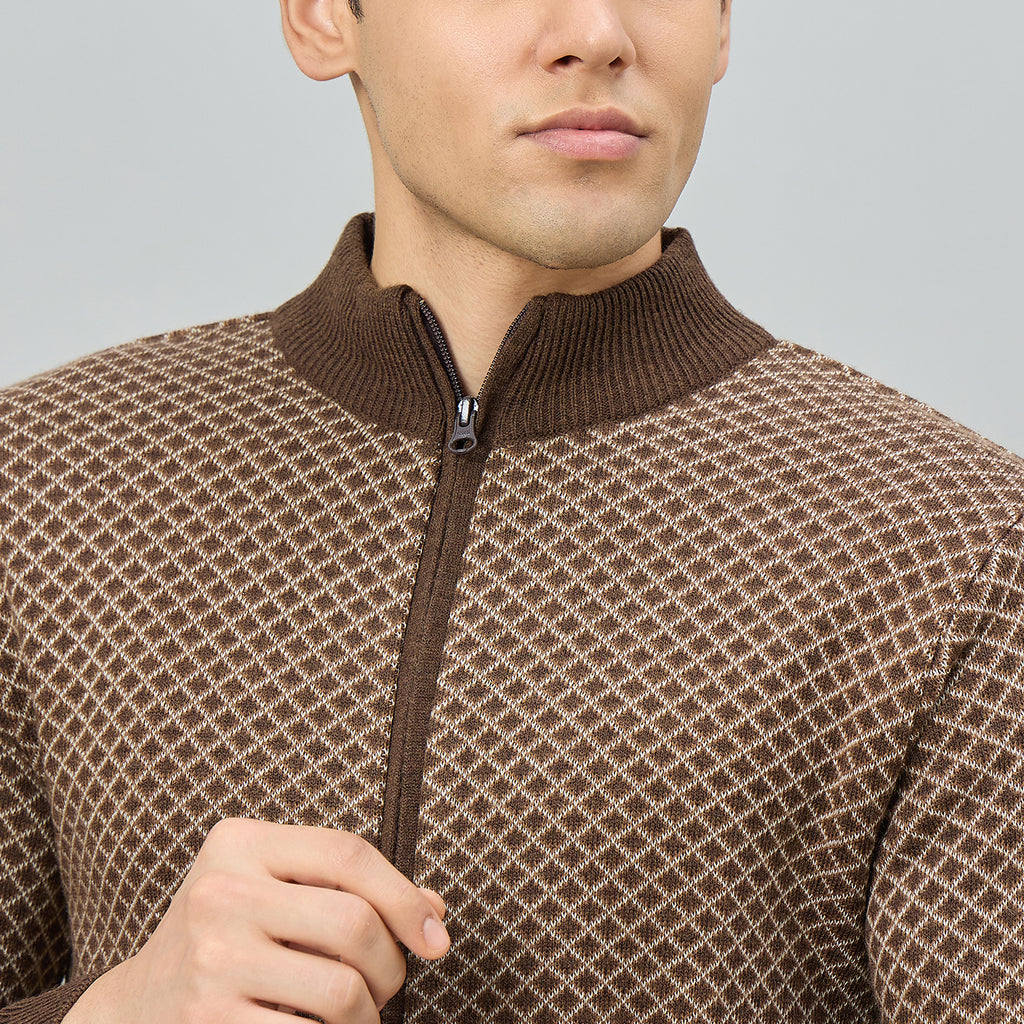Duke Men Full Sleeve Full Zip Regular Sweater (SDS2393)