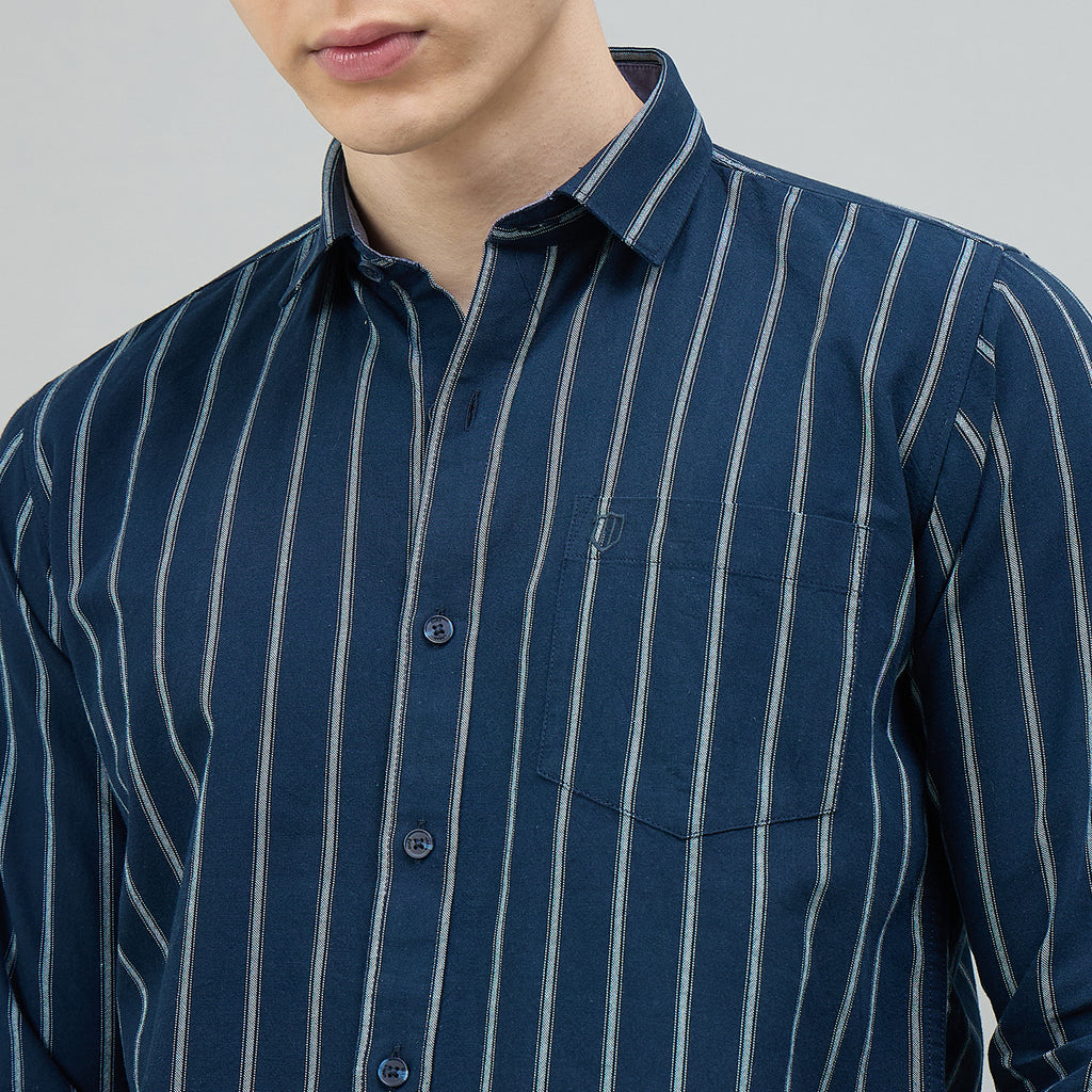 Duke Urban Men Striped Full Sleeve Spread Collar Slim Shirt (SDO8STOP)