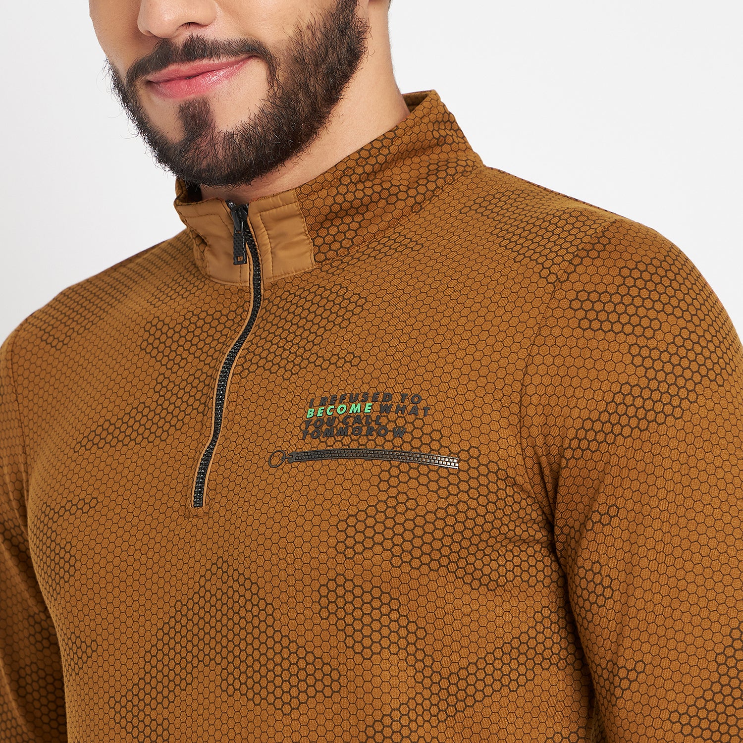 Duke Urban Men Half Zip Full Sleeve Cotton T-shirt (LF3931)