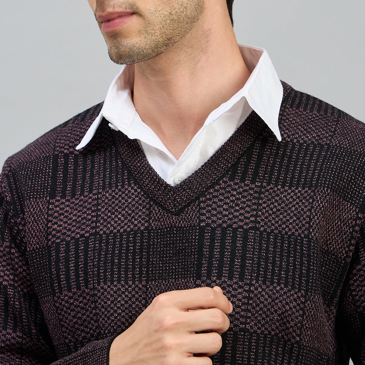 Duke Men Full Sleeve V Neck Regular Sweater (SDS2308)