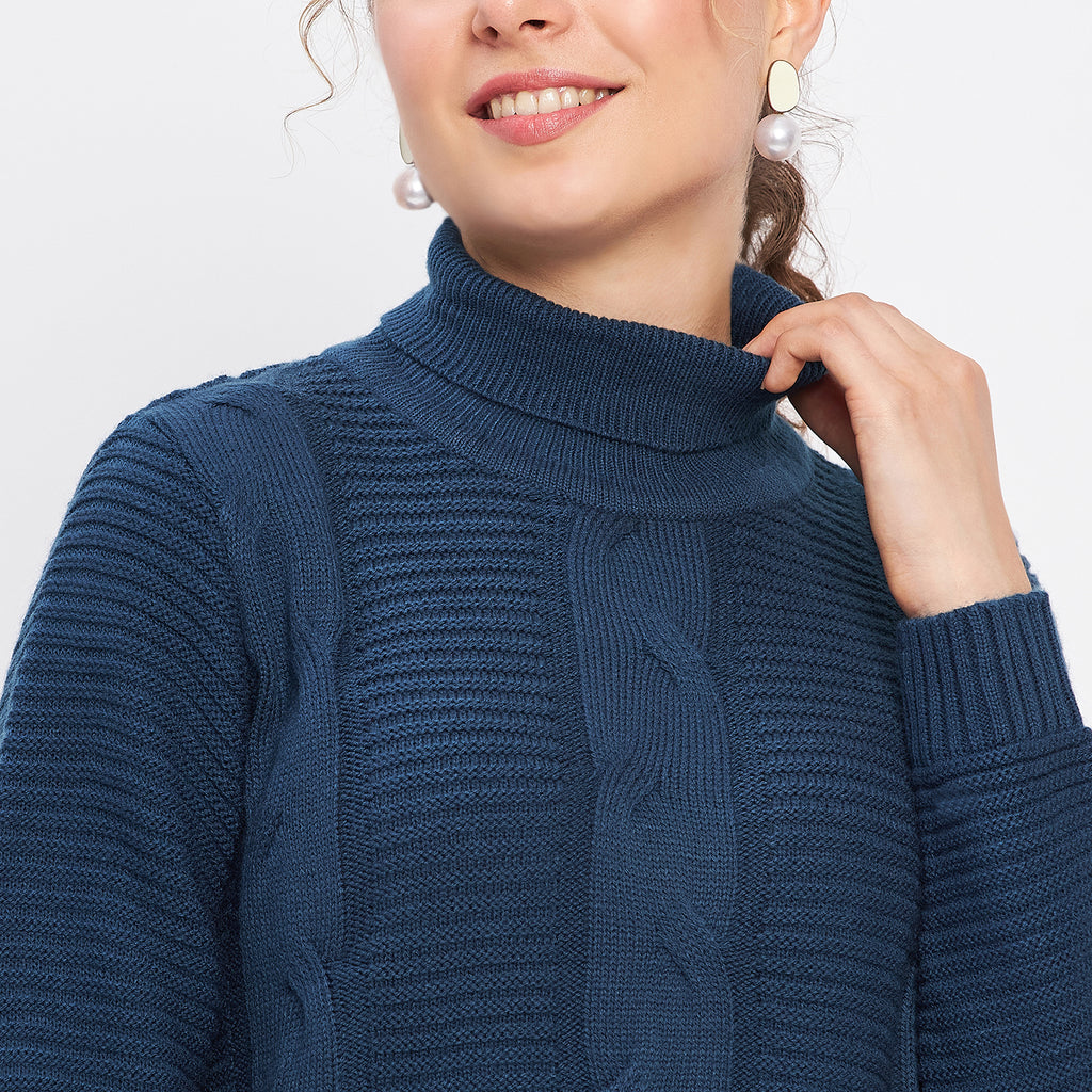 Duke Urban Women Full Sleeve Self Design Crop Pullover (SDS1008)