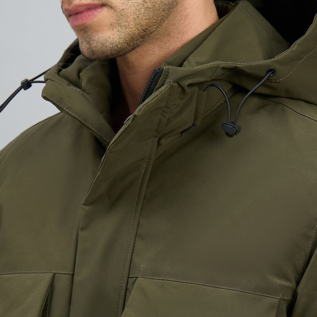Duke Mens Olive Green Hooded Utility Jacket (SDZ3202)