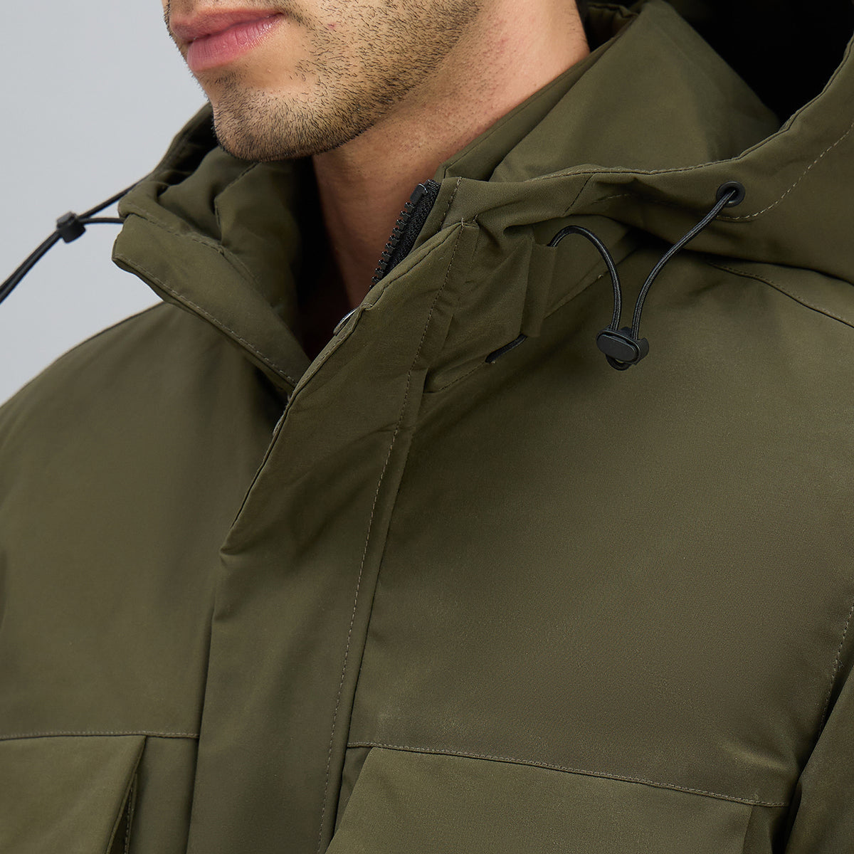 Duke Mens Olive Green Hooded Utility Jacket (SDZ3202)