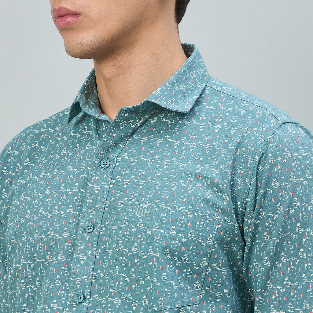Duke Urban Men Printed Pure Cotton Slim Fit Casual Full Sleeve Shirt (SDO8PRBE)