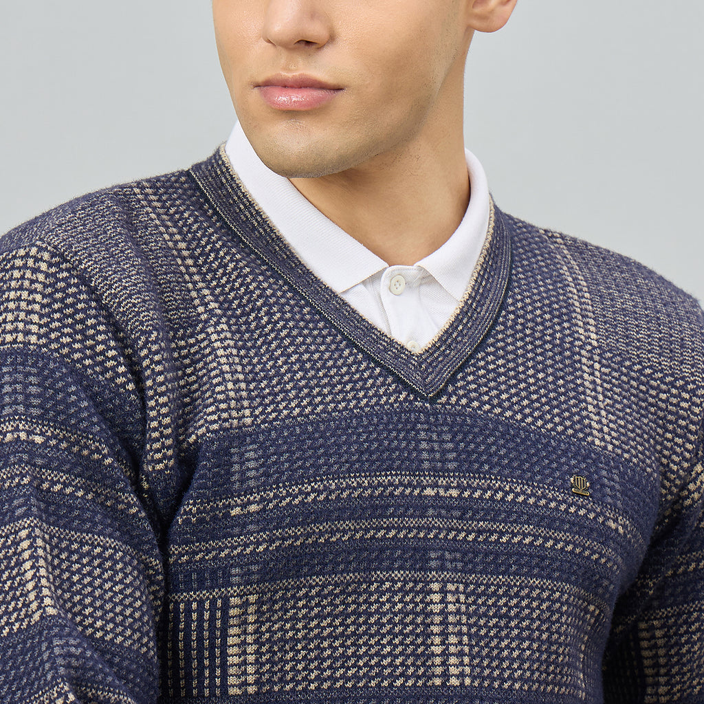 Duke Men Full Sleeve V Neck Regular Sweater (SDS2318)