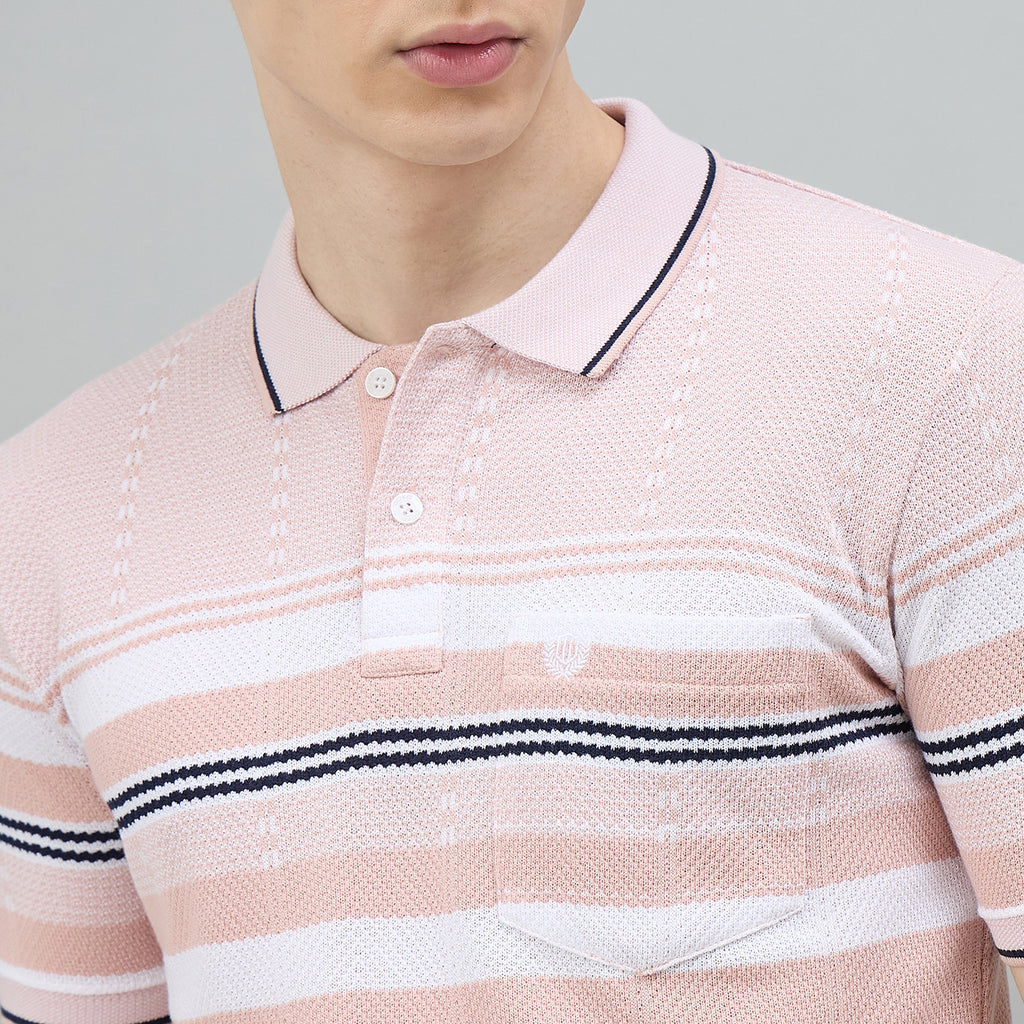 Duke Urban Men Striped Half Sleeve Regular Polo Tshirt (LF7570)