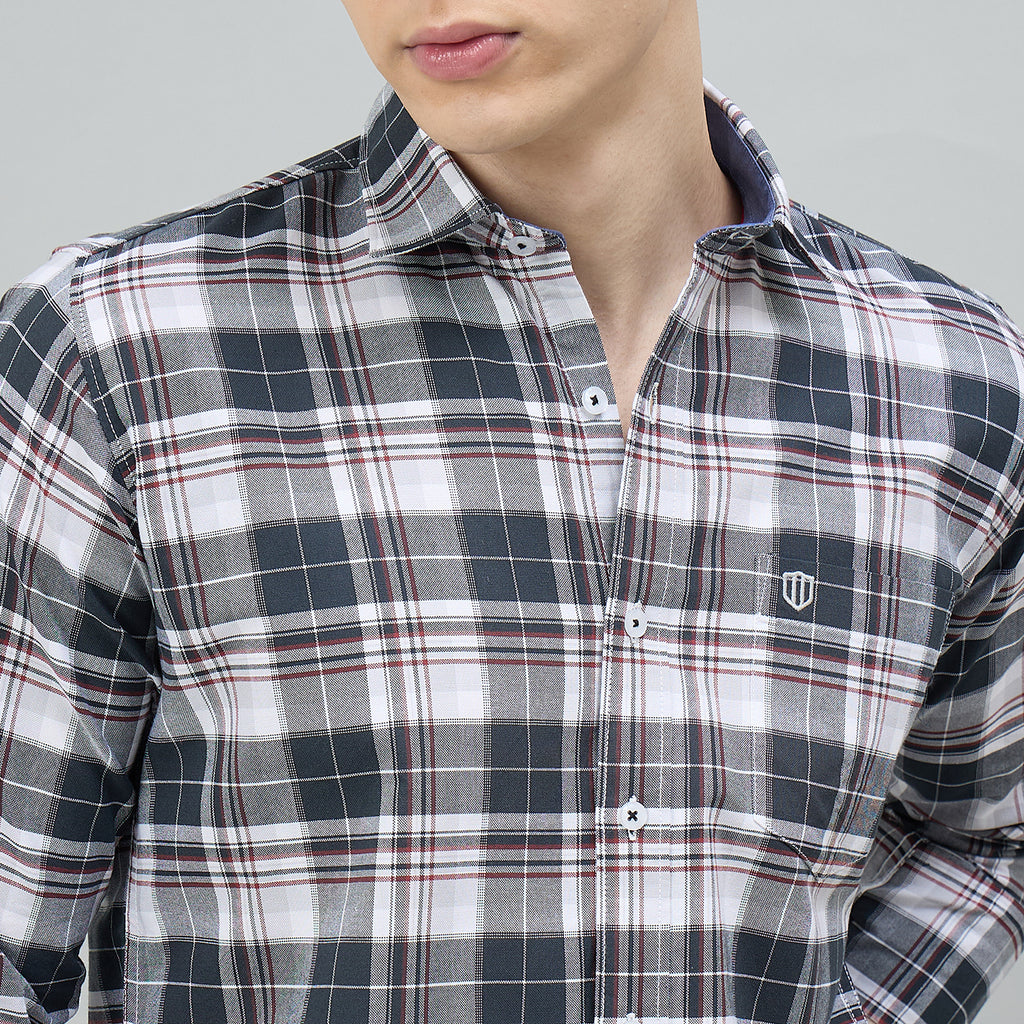 Duke Urban Men Checkered Full Sleeve Spread Collar Slim Shirt (SDO8CKBI)