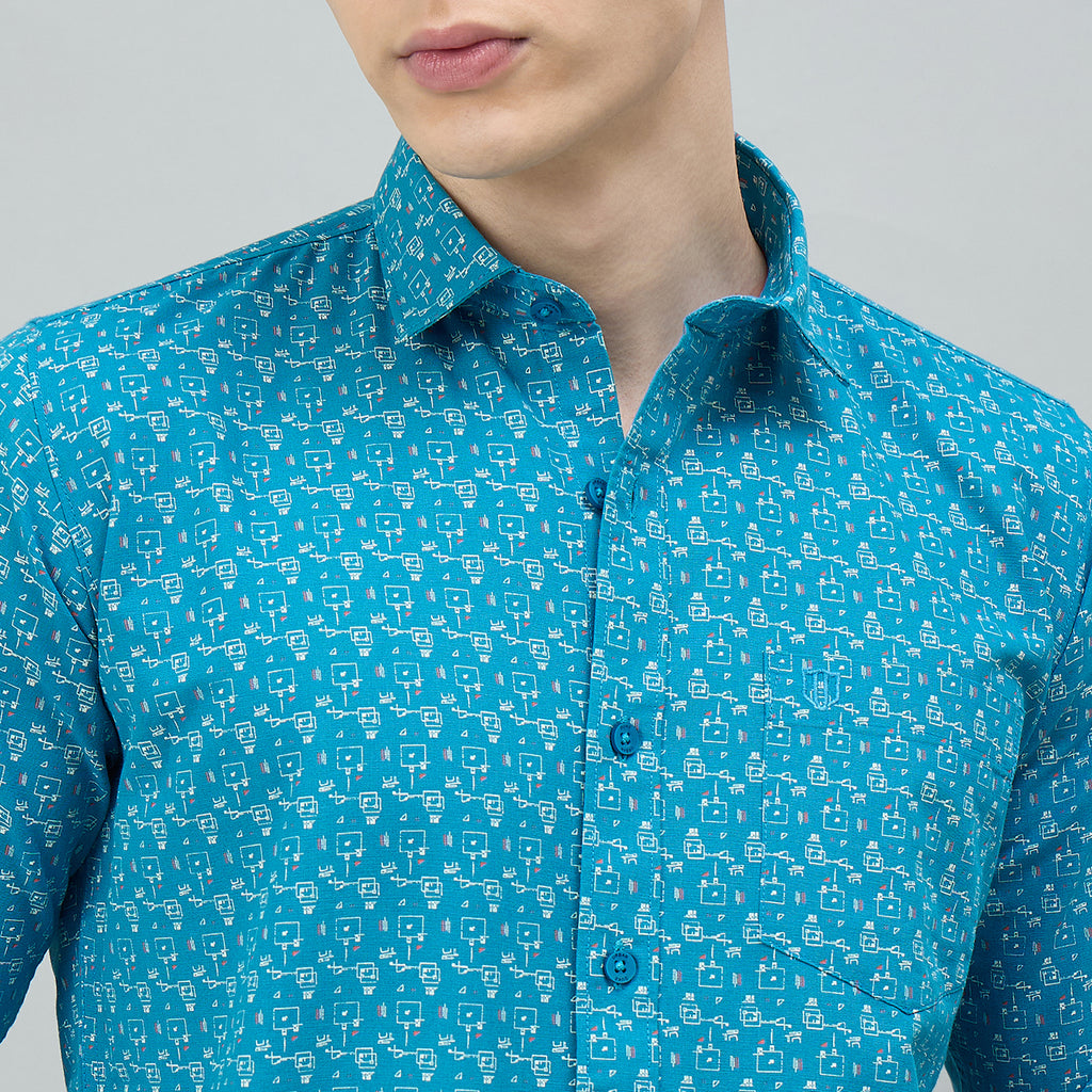 Duke Urban Men Printed Pure Cotton Slim Fit Casual Full Sleeve Shirt (SDO8PRBE)